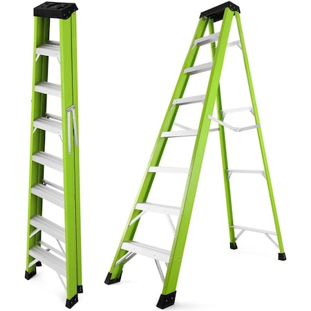Wrightmaster 6.92 ft. Fiberglass Single-Sided Step Ladder, 12 ft. Reach, with Tool Holder, 330 lb. Load Capacity ZOR-P426994