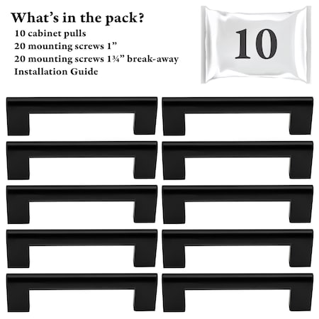 Designperfect 3-3/4'' Center-to-Center Bar Pull, 10PK DPA10S103BLK