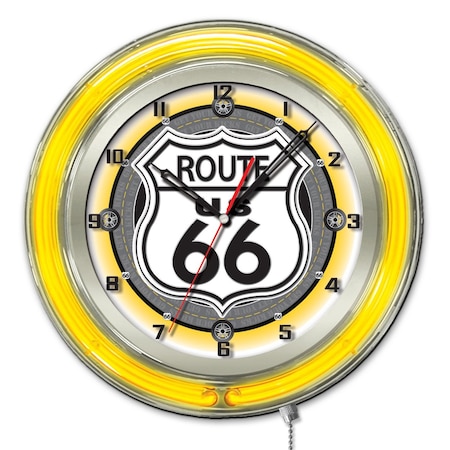 Holland Bar Stool Co Route 66 Double Neon Ring, 19" dia. Logo Clock Clk19Route66