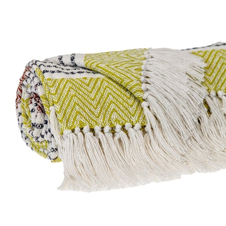 Homeroots Burnt Orange Woven Cotton Striped Throw Blanket 478690