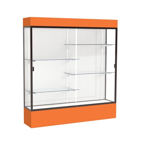 Ghent Lighted Floor Display Case 72x80x16, White, Bronze 3176WB-BZ-OR