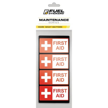 Fuel Stickers First Aid Stickers, Small, Heavy-Duty Labels for Office, Business, Health Safety, 2in x 1in, 4PK Z-2X1FIRSTAID-4PK