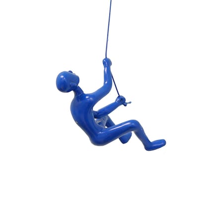 Homeroots 6" X 3" Blue Resin Climbing Man Hanging Dimensional Sculpture 358137
