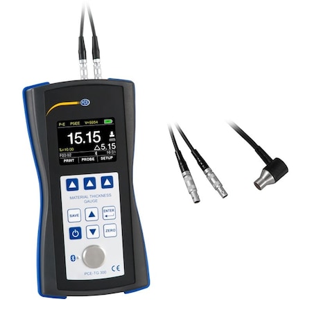 Pce Instruments Material thickness meter, 0.65-200 mm with 7 MHz probe (to 122 deg F) and Bluetooth/USB PCE-TG 300-NO7