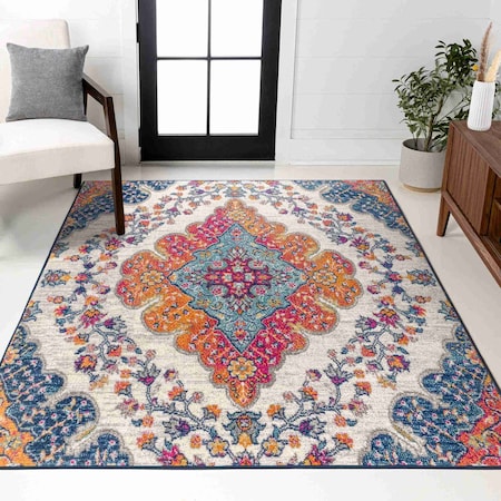 Jonathan Y Bohemian FLAIR Boho Vintage Medallion Blue/Multi 12 ft. x 18 ft. Area Rug BMF106A-18