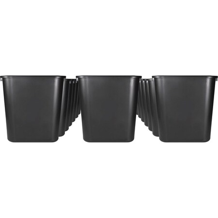 Sparco 7 gal Rectangular Indoor Plastic Can, Black, Polyethylene, 14.5 in, 24 PK SPR02160CT