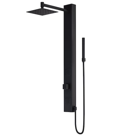 Vigo 39 in. H x 4 in. W 2-Jet Shower Panel System with Square Head and Hand Shower Wand in Matte Black VG08014MB