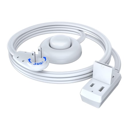 Maximm 4ft Extension Cord w/ On/Off Switch, Rotating Flat Plug, Black ADW-90A-23S04-16W0