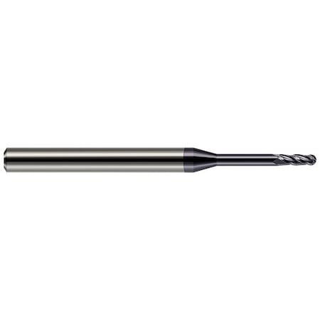 Harvey Tool 0.0120in (.3 mm) Cutter DIA x 0.0360in L of Cut x 0.0960in Reach Carbide Ball End Mill, 4 Flutes 76812-C3