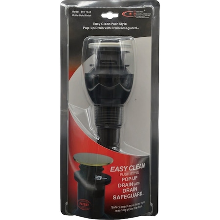 Cmi Compass Manufacturing 1-1/4'' Matte Gold Easy Clean Drain Safeguard Push Style Pop-Up Drain 892-7534