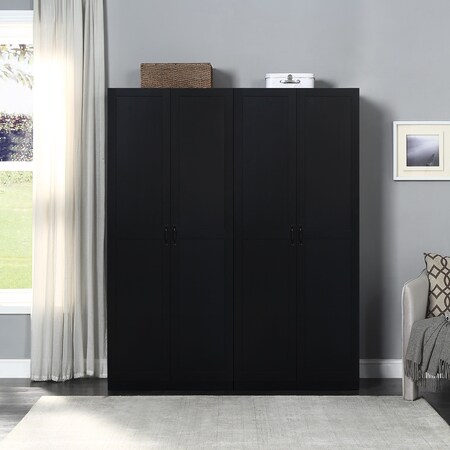 Manhattan Comfort Hopkins Storage Closet 4.0 in Black, 2PK 2-23GLF-BK