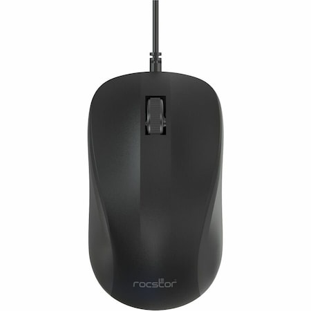 Rocstor PREMIUM QM1 SILENT CLICKING USB WIRED CONTOURED MOUSE - 1200 DPI - OPTICAL - SCR Y10P022-B1