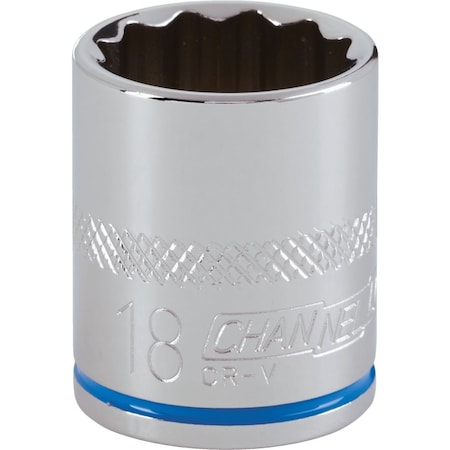 Channellock 3/8'' Drive 18 mm 12-Point Shallow Metric Socket 347027