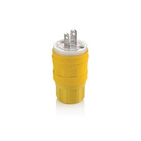 Leviton Industrial Grade Plug, Wetguard 15 Amp, 125 Volt 14W04