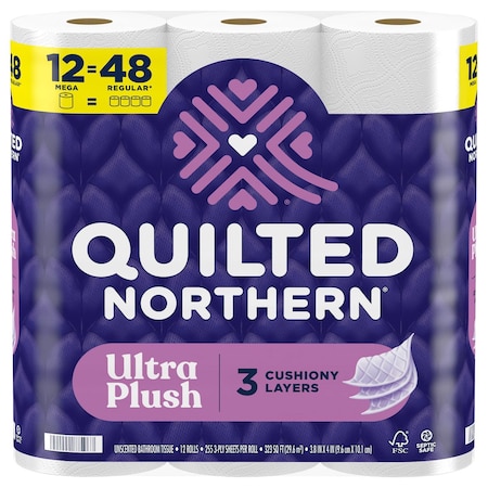 Quilted Northern Ultra Plush Toilet Paper 12 Rolls 255 sheet 1020 in. 87596