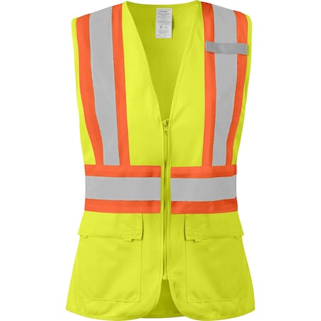 Ironwear Class 2 Women's Hi Vis Two Tone Reflective Safety Vest with Zipper and Pockets, Lime, 2X-Large 1150-LZ-RD-LG