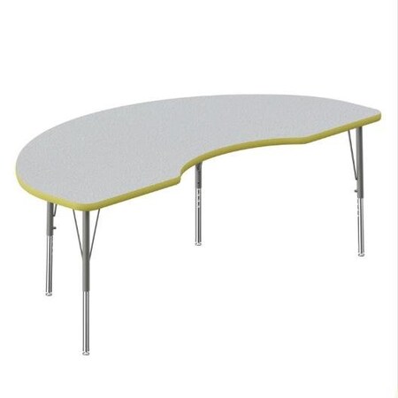 Correll Kidney HPL Activity Table, 72 in W, 36 in L, 19 in to 29 in H, Particleboard, Gray Granite A3672-KID-15-14-38