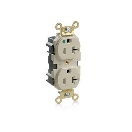 Leviton Straight Blade Receptacle, 5-20R, 20 A, 125V AC, Flush Mount, Self-Grounded MRI20-I