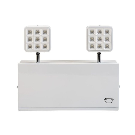 Keystone Emergency Light | Steel | NYC & Chicago Compliant | Style 1 | White Color | 6500K Dual Heads | Surfa KT-EM-STNC1-WHWL-SU