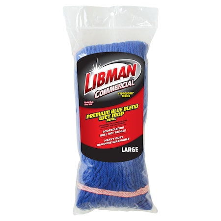 Libman Commercial Wet Mop Head, Blue Blend, Large 968