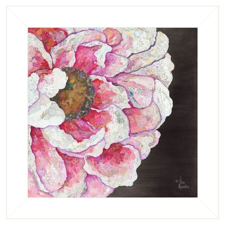 Homeroots Blooms on Black I 1 White Framed Print Wall Art 405112