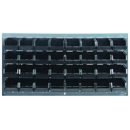 Quantum Storage Systems 36in LOUVERED PANEL UNIT W/32 BLACK BINS QLP-3619-210-32BK