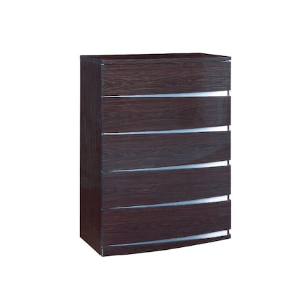 Homeroots 32" Exquisite Wenge High Gloss Chest 329628