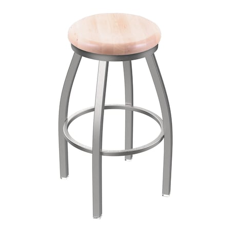 Holland Bar Stool Co 802 Misha Stainless Steel 36in Swivel Bar Stool with Natural Maple Seat 80236SSNatMpl