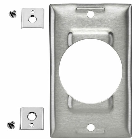 Hubbell Wiring Device-Kellems Box Cover, Mounting Box Type, 1 Gang, Stainless Steel, Screw Mount Cover Type SS750
