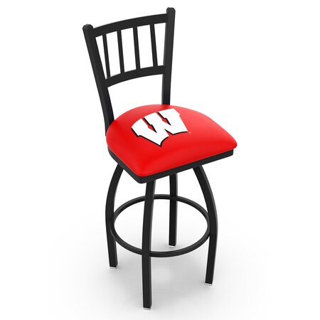 Holland Bar Stool Co 36" Blk Wrinkle Wisconsin "W" Swivel Bar Stool, Jailhouse Back L01836Wisc-W