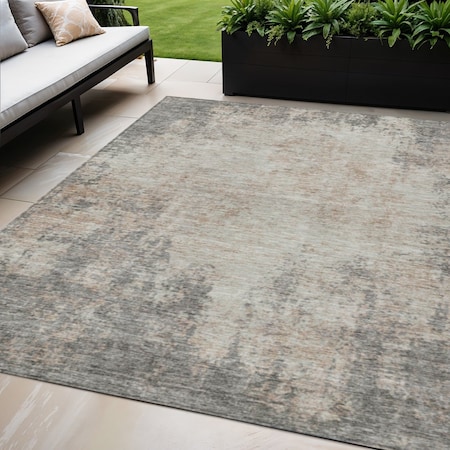 Homeroots 5' X 8' Taupe And Ivory Abstract Washable Indoor Outdoor Area Rug 612371