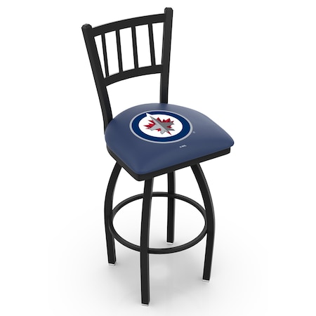 Holland Bar Stool Co 36" Blk Wrinkle Winnipeg Jets Swivel Bar Stool, Jailhouse Back L01836WinJet