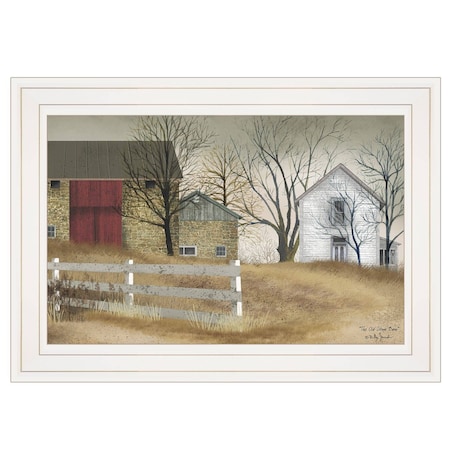 Homeroots The Old Stone Barn 1 White Framed Print Wall Art 404431