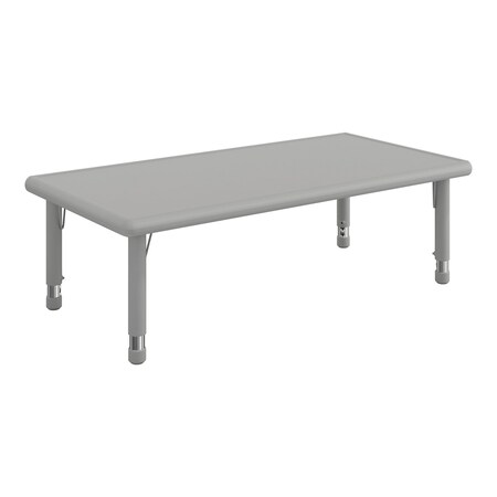 Flash Furniture Commercial Plastic Adjustable Height Classroom Activity Table-Soft Gray, 48x24 YU-YCX-001-2-RECT-TBL-SFTGY-GG