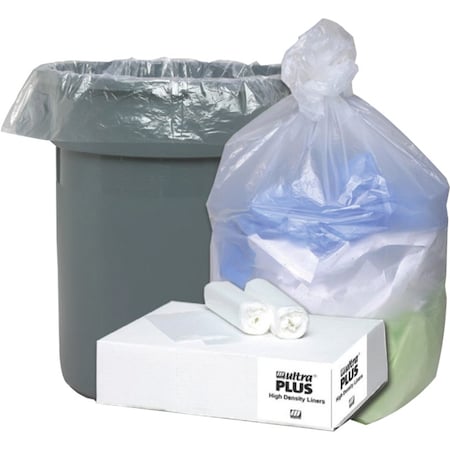 Webster Ultra Plus Can Liners  31-33gal  11mic  33 x 40  Natural  20 Rolls of 25 Bags WHD4011
