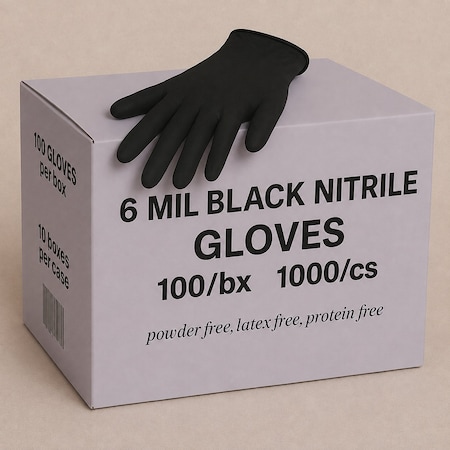 Approved Vendor 6Mil Black Nitrile Gloves MEDIUM, 1000PK DBBLK6MILBNitrileMC