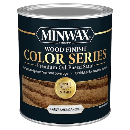 Minwax Wood Finish Color Series Interior Wood Stain, Semi-Transparent, Early American, Liquid, 1 qt 800008000