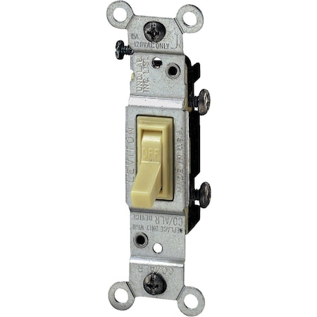 Leviton Residential Grade 15 Amp Toggle Single Pole Grounded Switch Ivory S01-01451-2IS