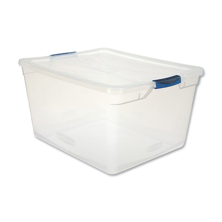 Rubbermaid Basic Latch-Lid Container, 71 qt, 18.63" x 23.5" x 12.25", Clear RMCC710000