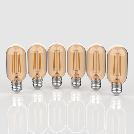 Jonathan Y Industrial Non-Dimmable T45-4W LED Edison Bulbs w/E26 Base, 80+ CRI, Warm White 2700K, 350lm, Tinte, 6PK BLB-T45A-SET6