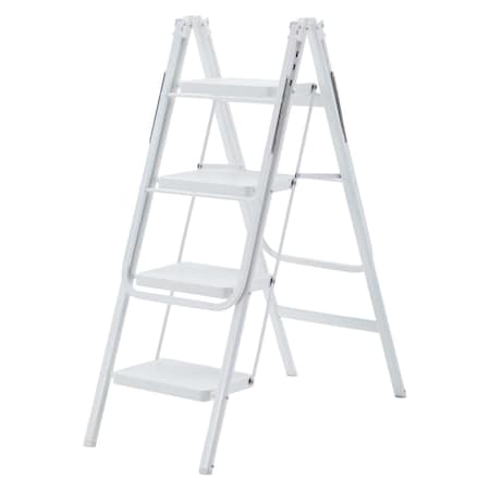 Wrightmaster 4-Step 9 ft. Reach Iron Folding Step Stool with Drying Rack, 300 lb. Load Capacity, ANSI Type IA ZR-4BT