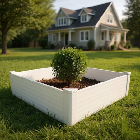 Homeroots 44" X 44" White Heavy Duty Plastic Square Raised Garden Bed 654141