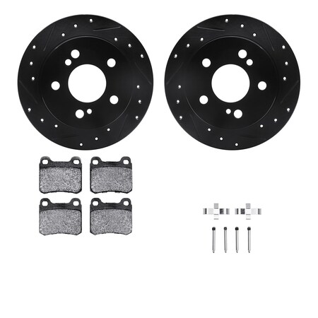 Dynamic Friction Co DFC Rotors-Drilled & Slotted-Black w/ 5000 Advanced Brake Pads Incl Hdw 8512-63027