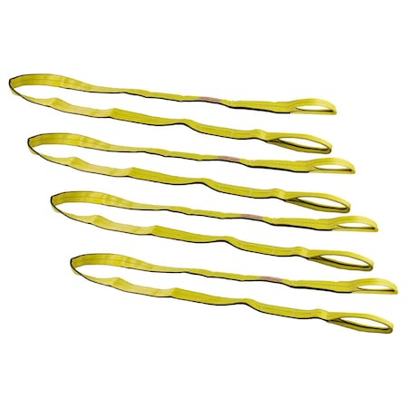 Mytee Products 4 inx8 ft Web Sling - 11500 LBS WLL Vertical - 2-Ply Eyelets Tow Lifting Straps, 4PK EERSL-48x4