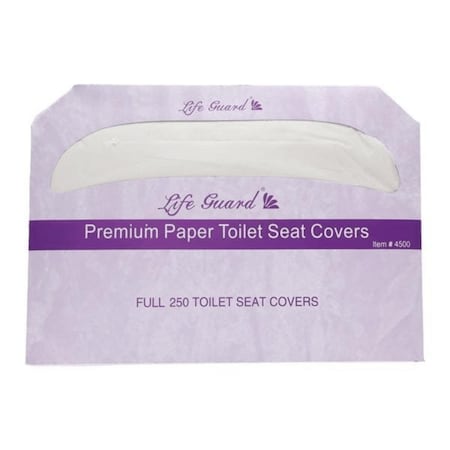 Life Guard Toilet Seat Covers, 250 Sheets, 14.5" x 17", White, Full Size, 4000PK 4500