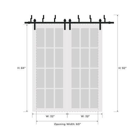 Sartodoors Barn Bypass Interior Door, 64" x 84", White QUADRO4055BBB-WS-6484