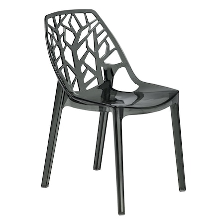 Leisuremod Cornelia Modern Stackable Dining Chair with Cut-Out Tree Design, Transparent Black C18TBL