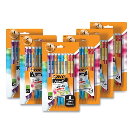 Bic Xtra-Smooth Bright Edition Mechanical Pencils, 0.7 mm, HB #2, Black Lead, Assorted Colors, 144PK MPCE144E-BLK