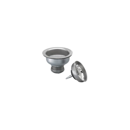 Keeney Basket Strainer, 4 3/8 in Dia, Stainless Steel, Venetian Bronze, 3 1/4 in Dia Mesh, Locking Shell 1435SS