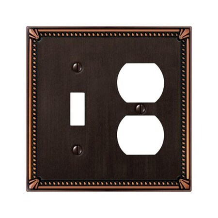 Amerelle 74TDDB Imperial Bead 1 Toggle 1 Duplex Wall Plate Aged Bronze 3502135